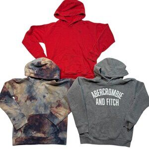 Abercrombie Kids Boys Hoodie Set of 3 Size 9/10 Red Gray Tie Dye Sweatshirts